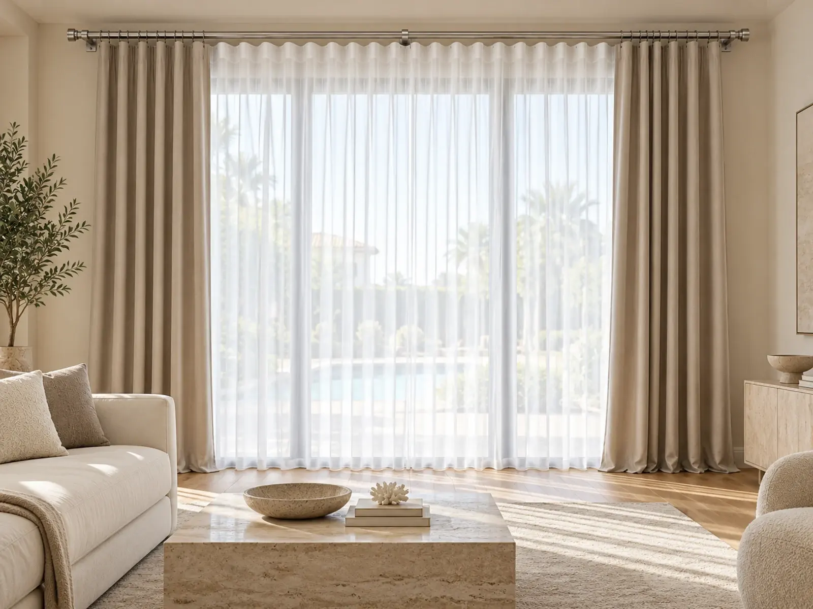 Visualización representativa de cortinas con IA del catálogo verificado de Betaper.