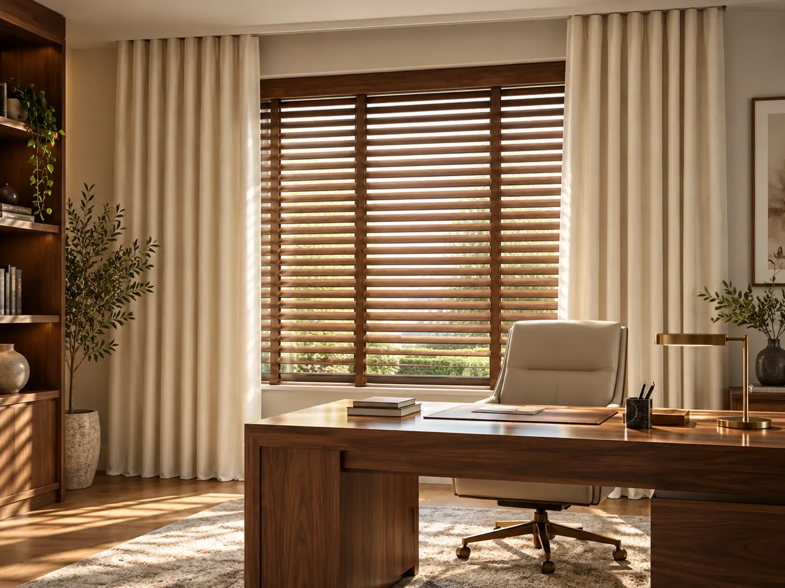 Walnut Holzjalousie · Ecru Dekoschal
